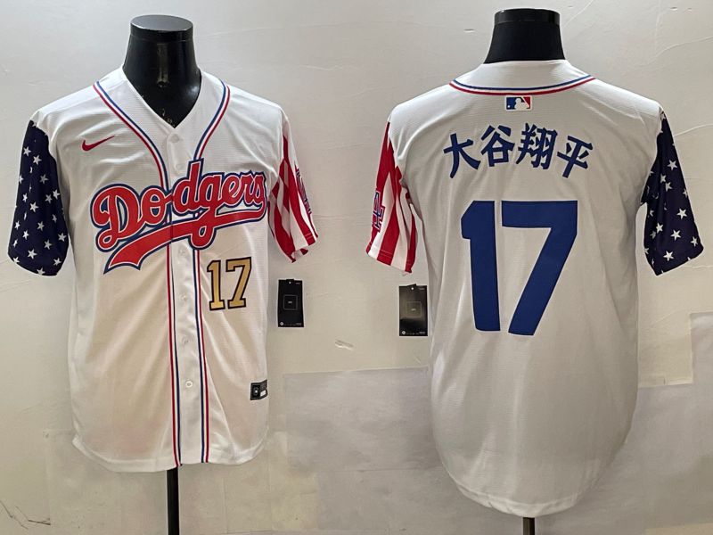 Men Los Angeles Dodgers #17 Ohtani White a generation of national flags Joint name 2025 Nike MLB Jersey style 6->los angeles dodgers->MLB Jersey